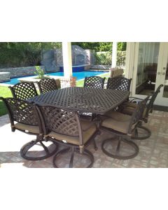 Nassau 9pc Outdoor Patio Dining Set with 64x64 Square Series 3000 Table - Antique Bronze