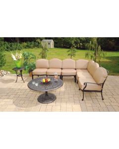 Heritage Outdoor Living Cast Aluminum Elisabeth Sectional with 36 round coffee table- Antique Bronze