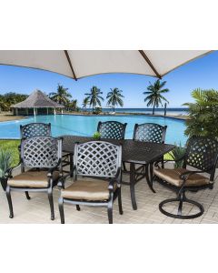 Nassau Outdoor Patio 7pc Dining Set with 42" x 84" Rectangle Table Series 5000 - Includes Cushions - Antique Bronze Finish