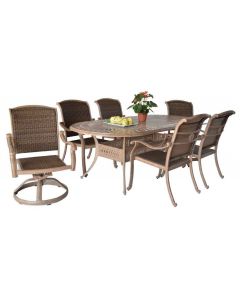 Santa Clara Cast Aluminum 7pc Dining Set With 42"X87" Oval Table  - Antique Bronze