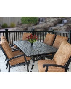Barbados Outdoor Patio 7pc Dining Set with 42x84 Rectangle Table Series 2000 - Includes Cushions - Antique Bronze Finish