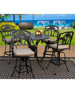 Heritage Outdoor Living Palm Tree Cast Aluminum Bar Set With 48" Round Table - Antique Bronze