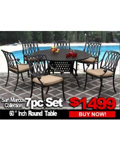 Patio Furniture Sale: SAN MARCOS 7 Piece set with 60 inch Round Table For 6 Person