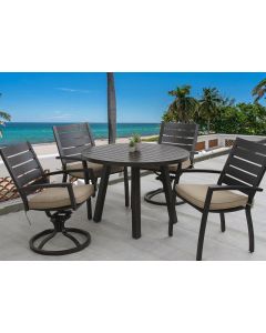 Small Quincy Outdoor Patio 5pc Dining Set with 42 Inch Round Table Series 4000 
